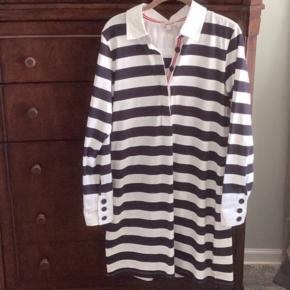 Tyler Boe Blue and White Stripe Dixi Cup Coastal Polo Dress - Picture 1 of 11